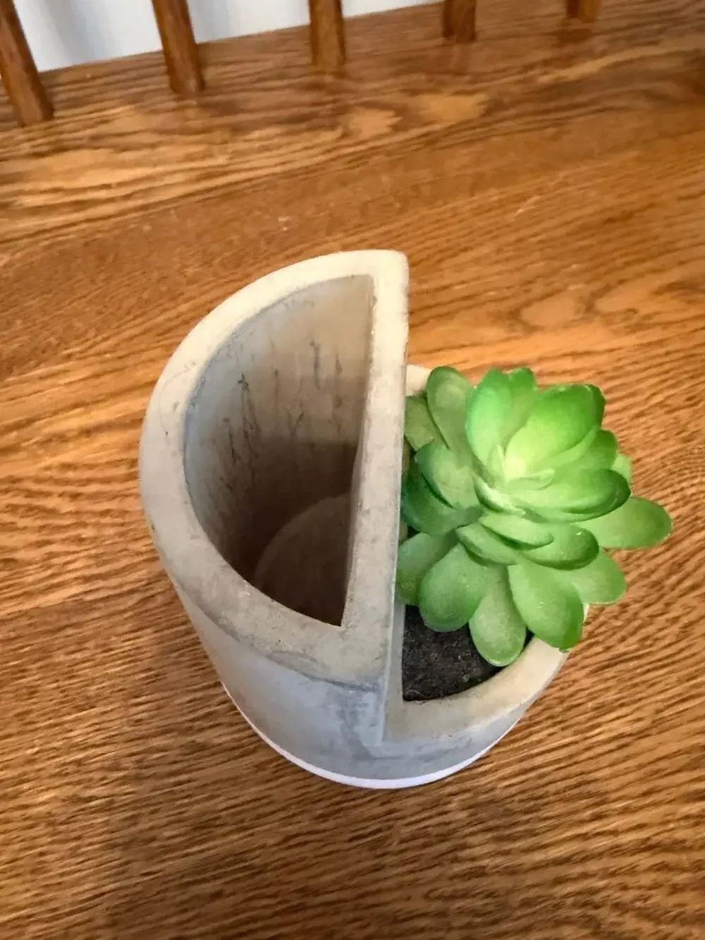 Artificial Succulent in Gray and Pink Two-Tone Cement Planter Pot